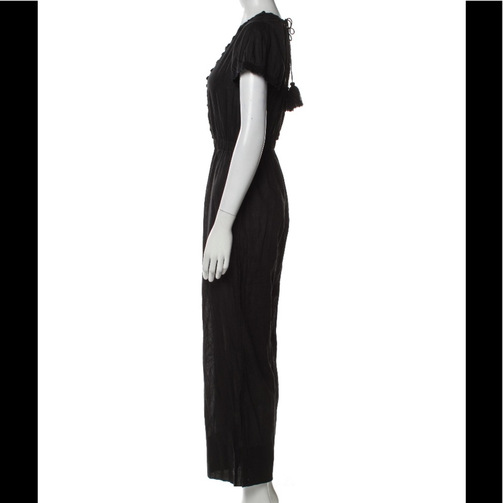 LoveShackFancy Black Cotton Sheer Beach Tassel Crochet Jumpsuit Small S 4 6 💕 - Picture 2 of 5